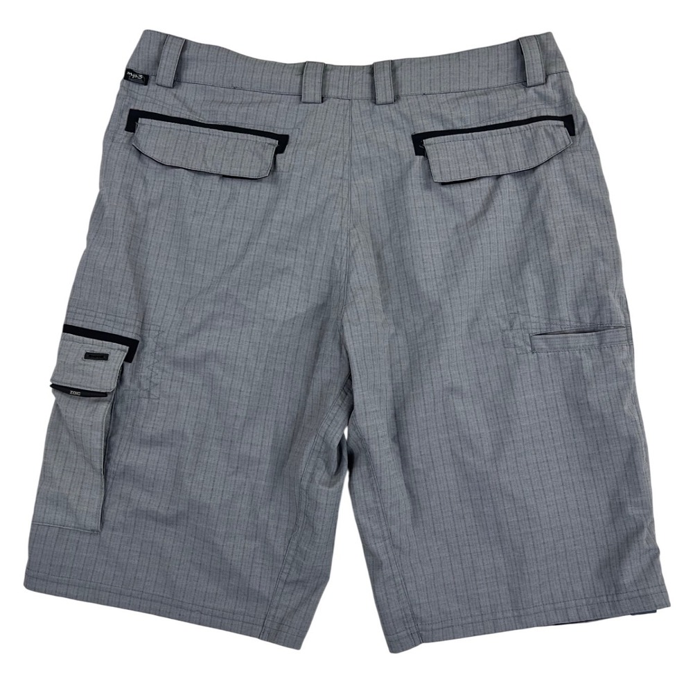 Zoic Ether Mountain Bike Shorts Men's XL Gray Check Stretch Cargo MTB Trail 12" - Picture 2 of 13